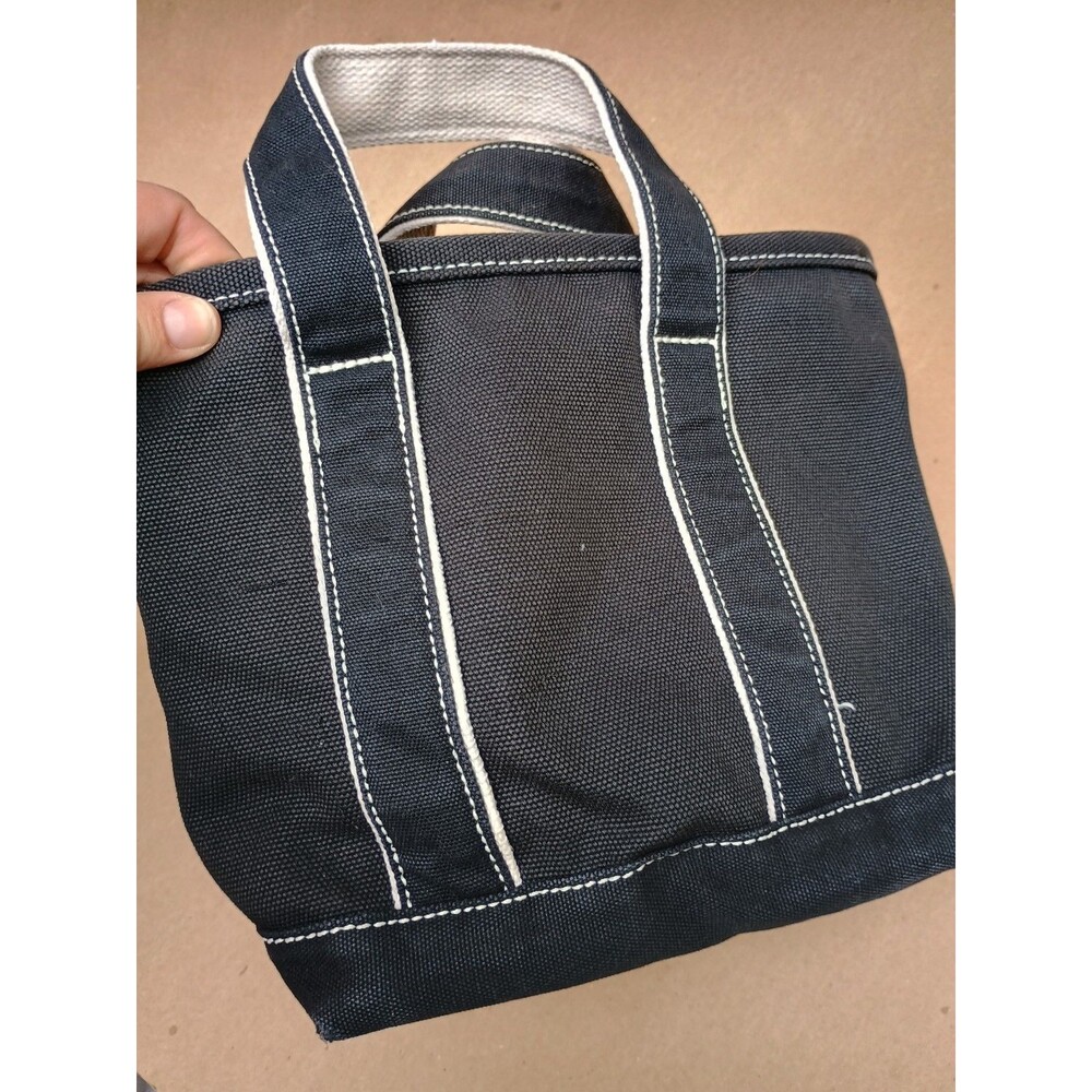 Lands End Small Canvas Tote Bag Dark Gray Zip Top Casual Everyday Carry - Picture 4 of 9